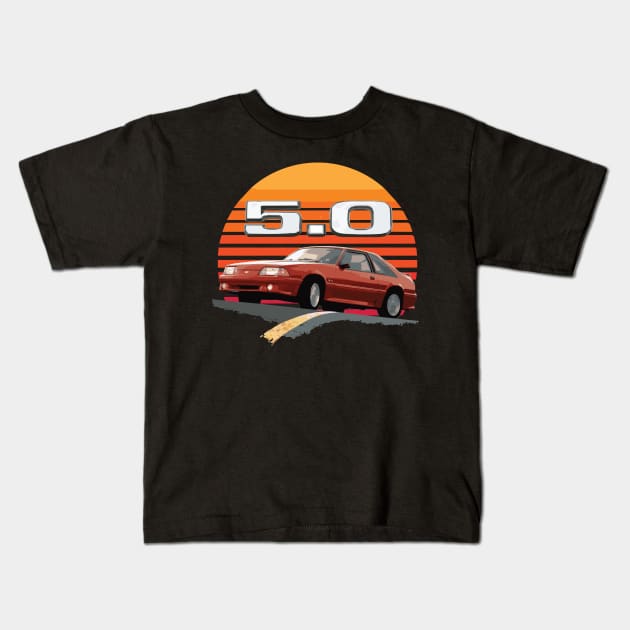 MUSTANG GT 5.0 FOXBODY CLASSIC RETRO Kids T-Shirt by cowtown_cowboy